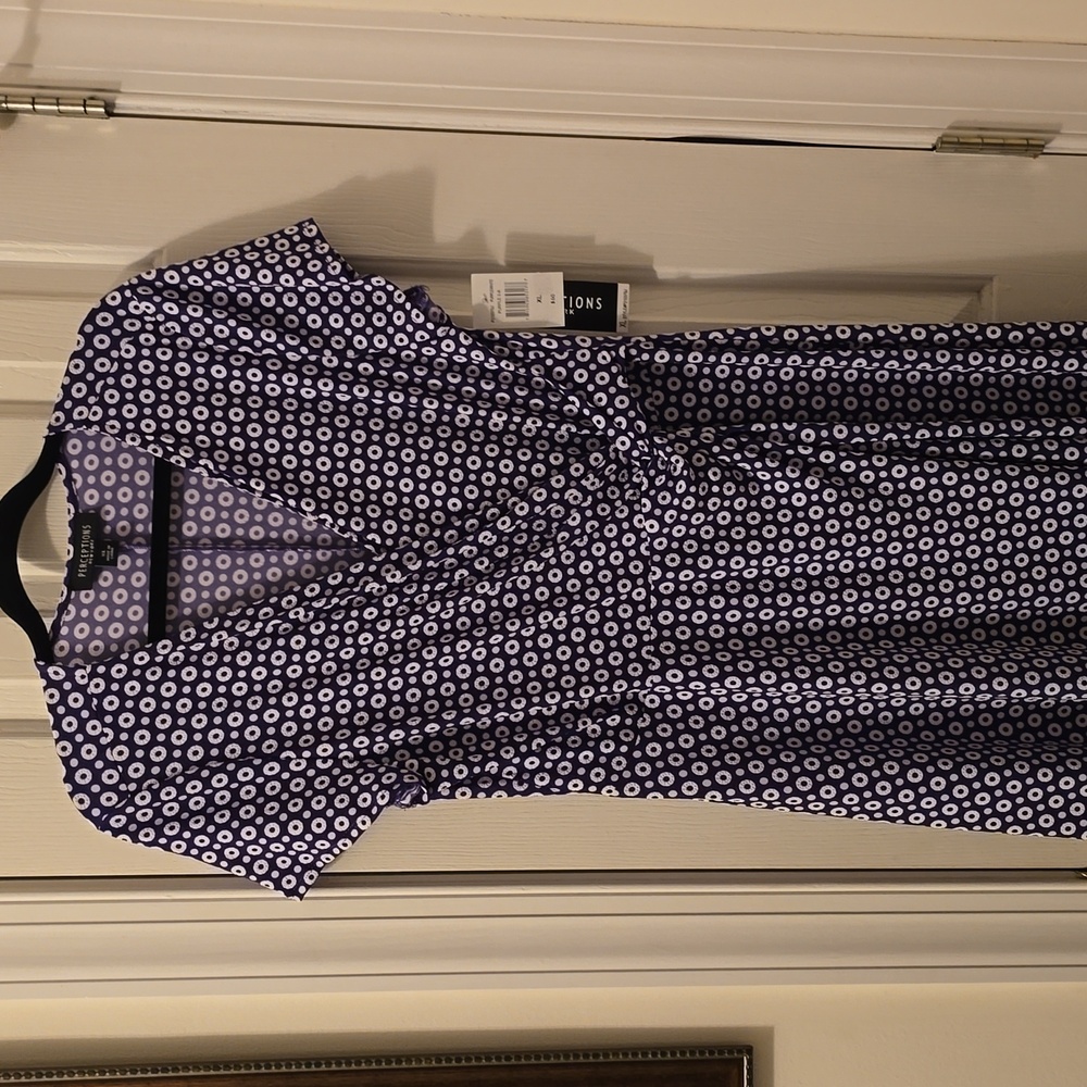 PERCEPTIONS NEW YORK BRAND WOMEN'S PURPLE & WHITE SHORT SLEEVES DRESS SIZE XL